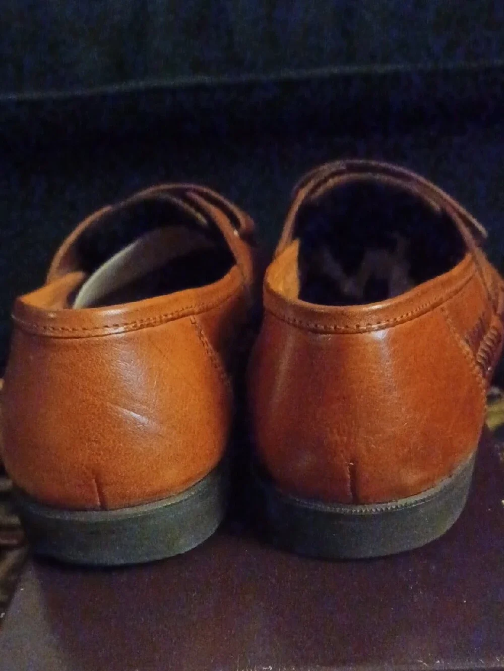 Haband Gold Coast Men's Brown Woven Leather Slip-On Loafers Sz 9.5